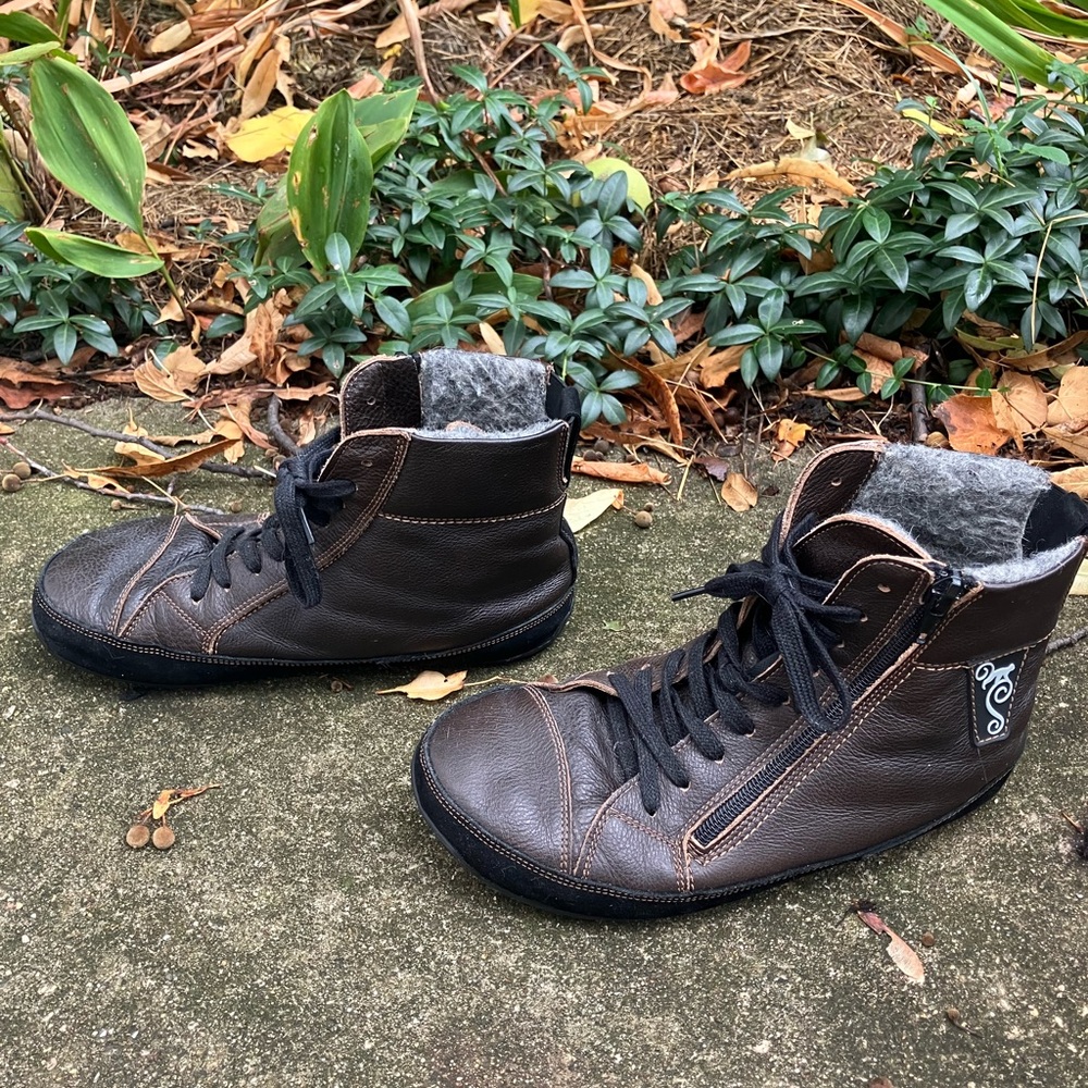 Magical Shoes Brand, 38/39, Barefoot Minimalist Brown, Tie, Zip Ankle Boots - Picture 3 of 11